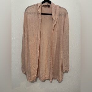 Tahari 100% linen 3X Long Sleeve Open Cardigan hooded dusty rose Gorgeous